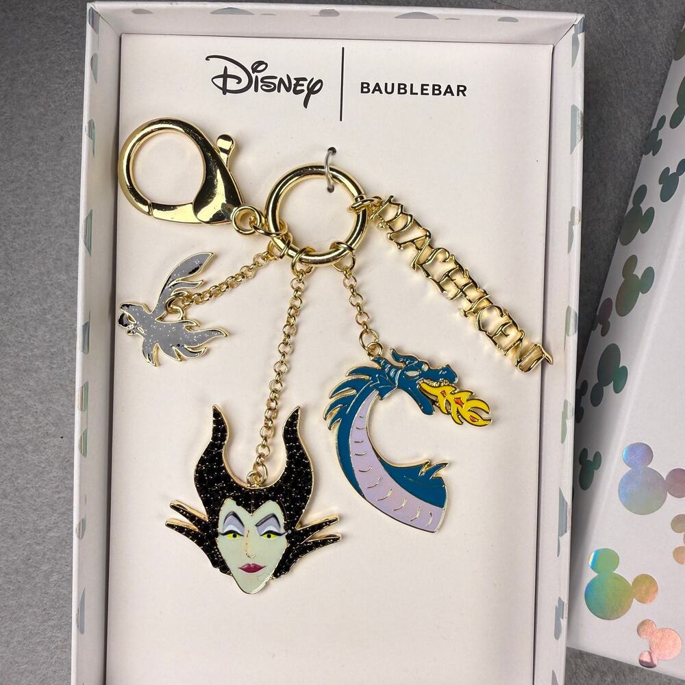 NWT Baublebar Disney Maleficent bag charm - key chain accessory gold dragon